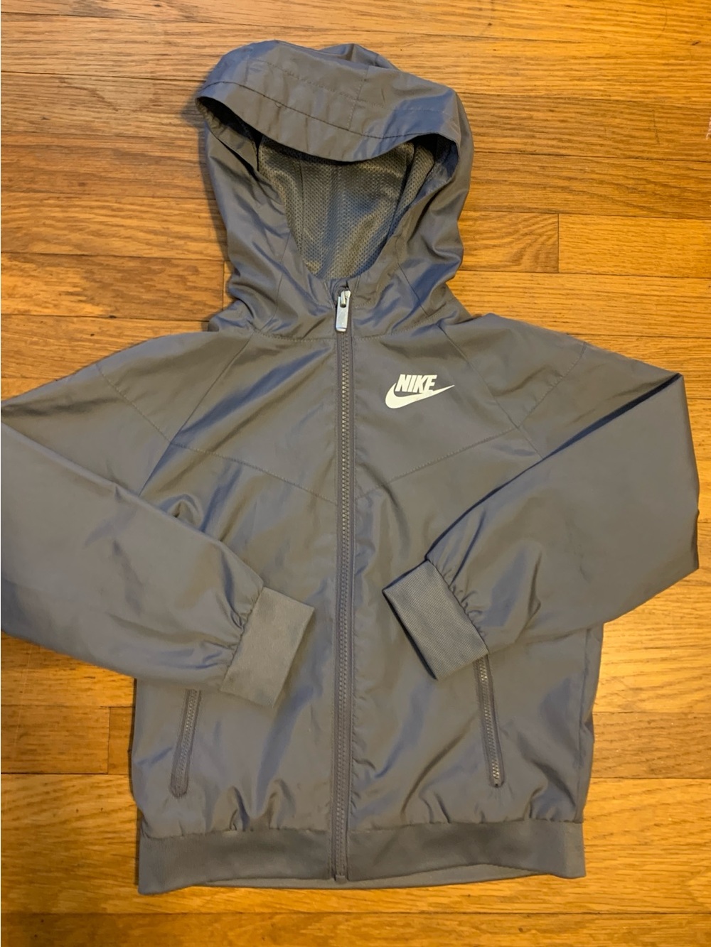 Nike Kids' Gray Hooded Windbreaker Jacket Lightweight 7y